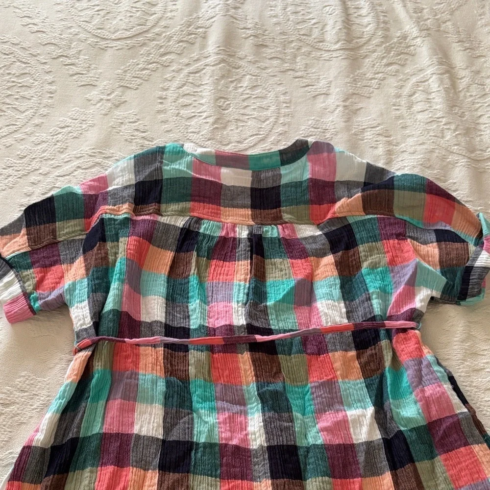 BNWT Isabel Maternity Dolman Colorful Plaid Button Up Shirt Tunic Dress